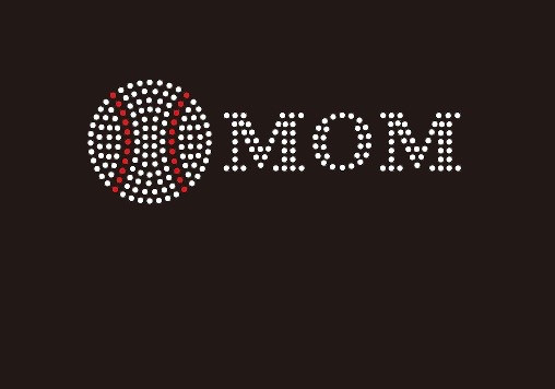 (Small 4.75x1.6) Baseball  Mom McCabe Rhinestone Transfer