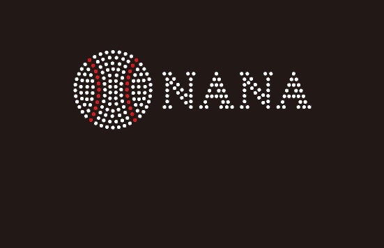 (Small 4.75x1.6) Baseball Nana (2mm stones) McCabe Rhinestone Transfer