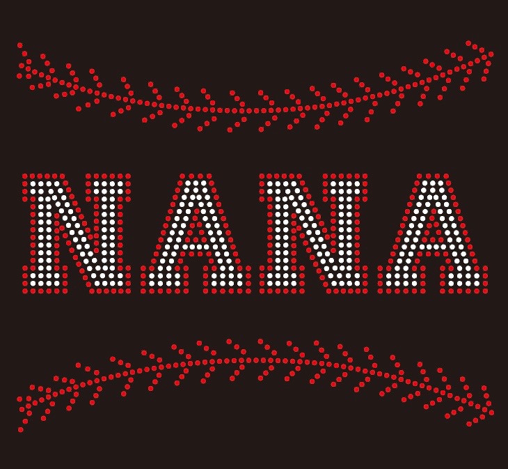 (9.5x7.8) Baseball Nana (Stitches on top and bottom) custom Rhinestone Transfer