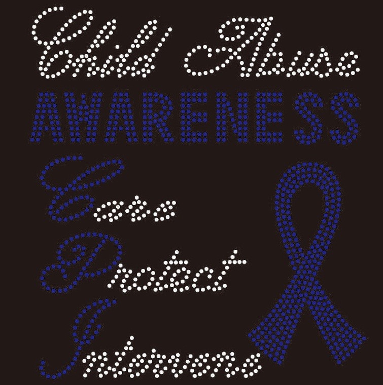 Child Abuse Awareness Care Protect Intervene CPI Rhinestone Transfer