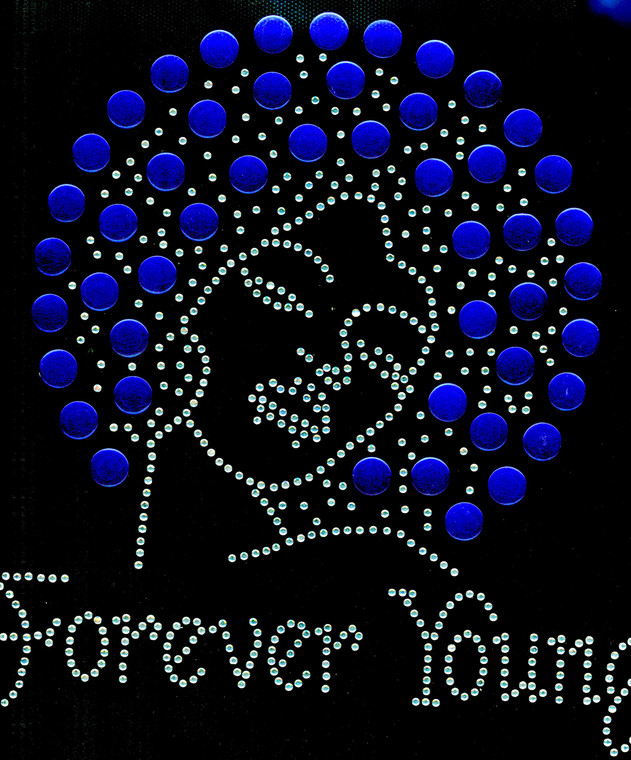 Forever Young Afro Lady Girl 13mm (Cobalt) Rhinestone Transfer