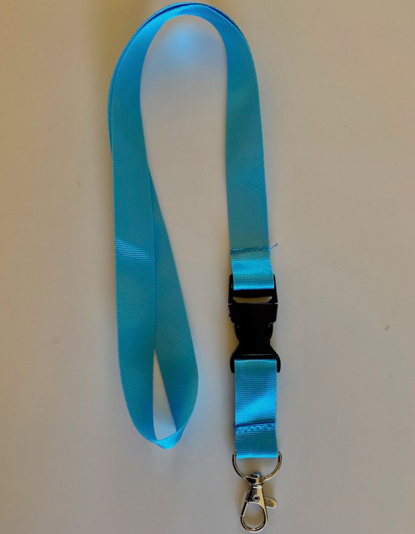 Lanyard double clip safety break away (Light Blue)