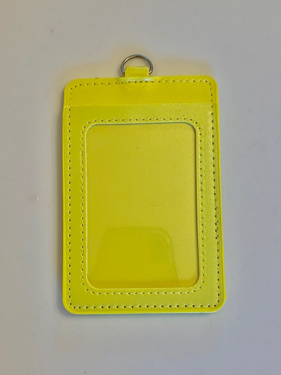 ID Card Name Tag Badge Holder PU leather (Vertical) (Yellow)