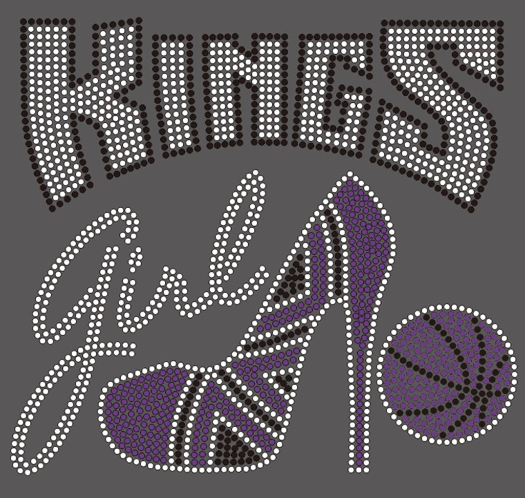 Kings girl Heel Basketball Rhinestone Transfer