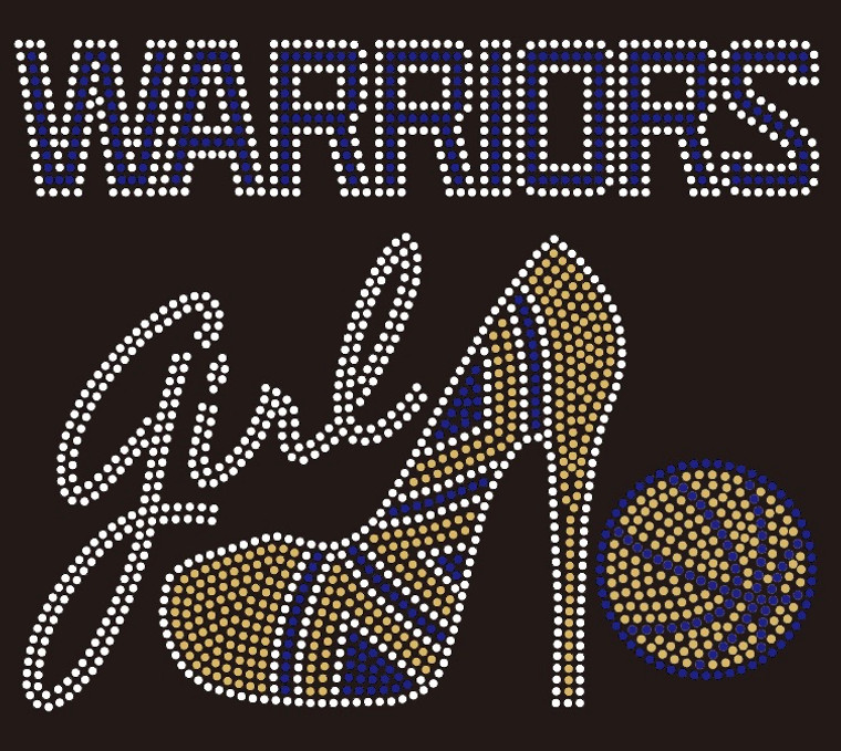 Warriors girl Heel Basketball Rhinestone Transfer