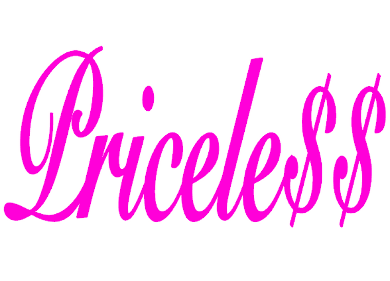 PRICELESS (cursive) -  Vinyl Transfer (Hot Pink)