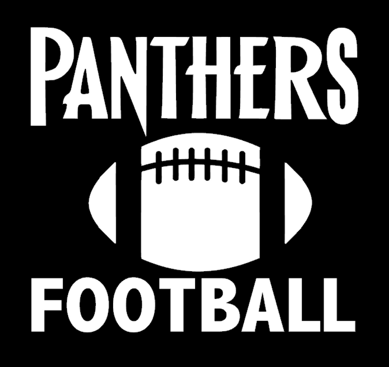 (2 Qty)Football Panthers with ball - Vinyl Transfer (WHITE)