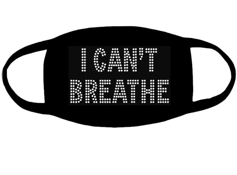 I can't Breathe for mask (3.2x5.6) (mask size)(cap size) Rhinestone transfer