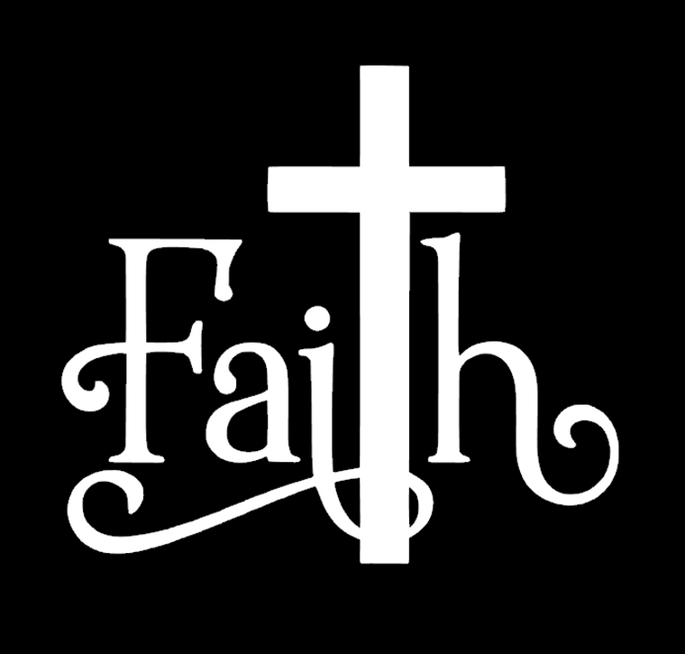 (2 qty) Faith word with Cross - Vinyl Transfer (WHITE)