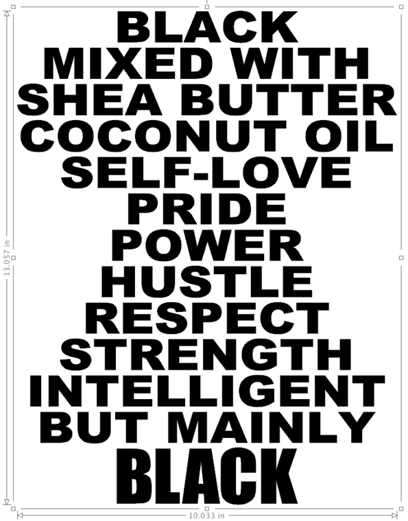 (Large 13"x10") Black mixed with Shea Butter -  Vinyl Transfer (BLACK)