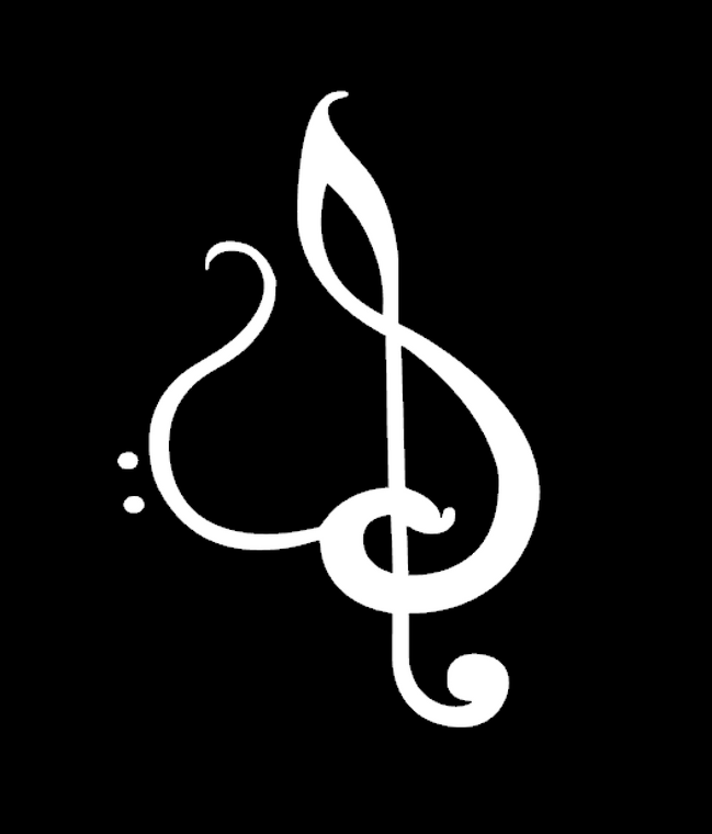 Music note Heart Logo - custom Vinyl Transfer (white)