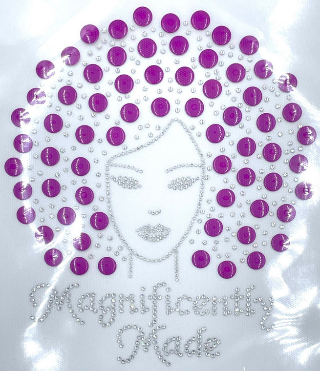 Magnificently Made Afro Girl (13mm Raspberry hair) Rhinestone Transfer