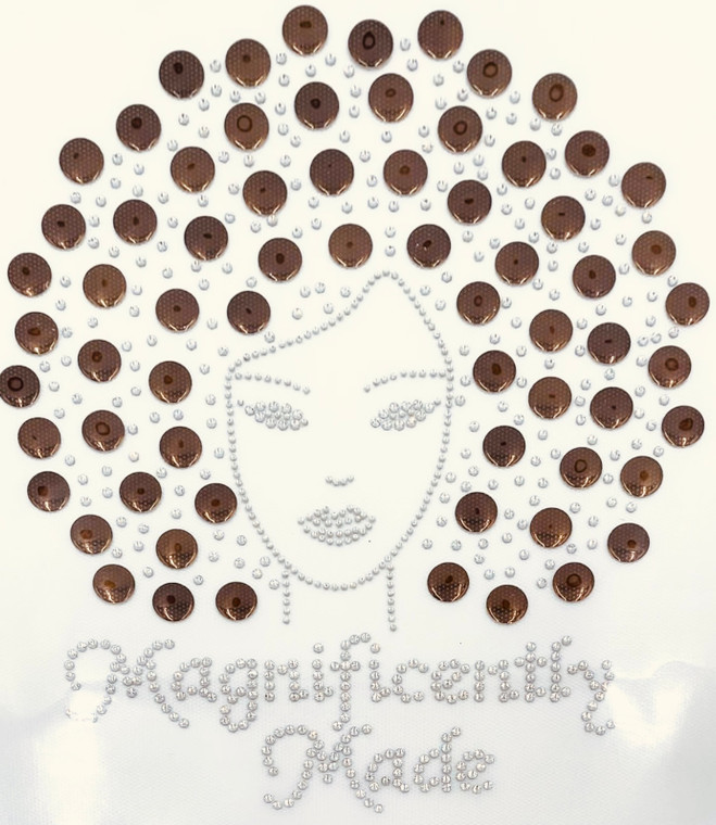 Magnificently Made Afro Girl (13mm Coffee hair) Rhinestone Transfer
