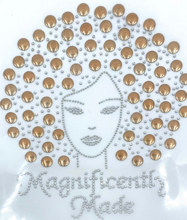 Magnificently Made Afro Girl (13mm Champaign hair) Rhinestone Transfer