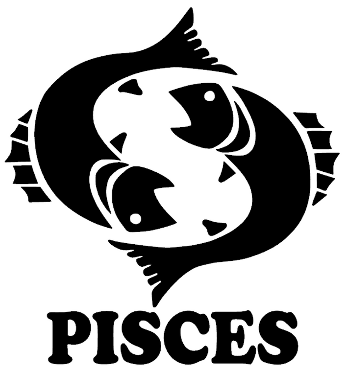 PISCES Zodiac horoscope Vinyl Transfer (BLACK)