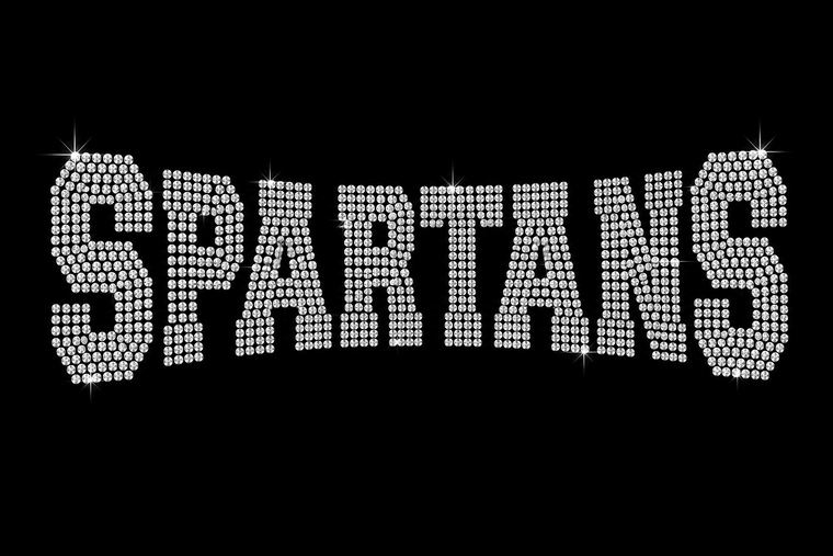 Spartans Mascot Rhinestone Transfer Iron On