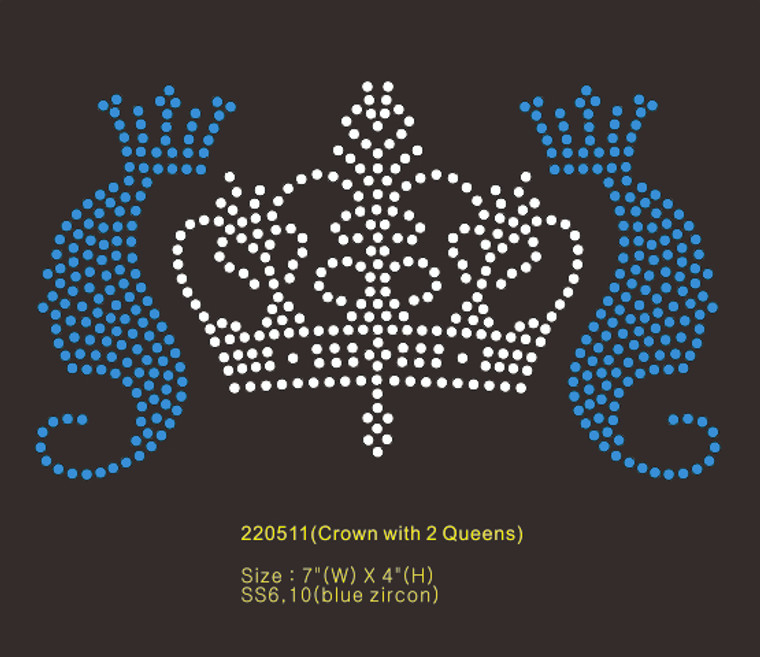 Crown with 2 Queens- custom Rhinestone Transfer