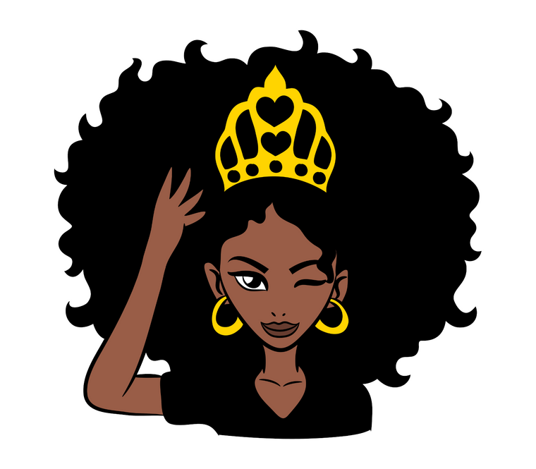 (2 qty) Afro Puff girl with crown - Printable Vinyl or DTF Transfer