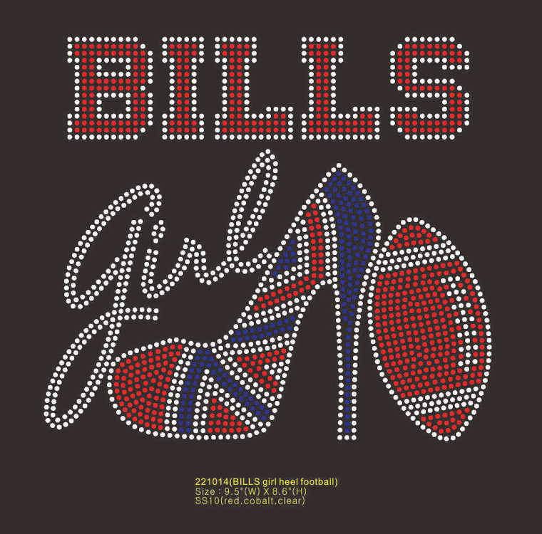 BILLS Girl Heel Football Custom Rhinestone Transfer iron on