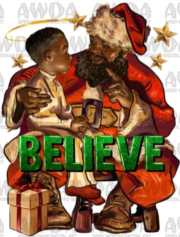 Santa with Boy Believe - DTF transfer