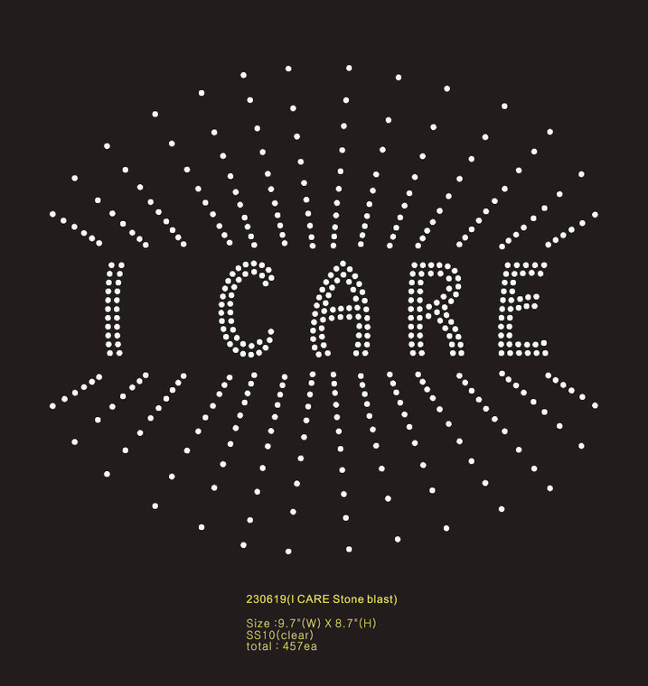 I CARE Stone Blast - Custom Rhinestone transfer