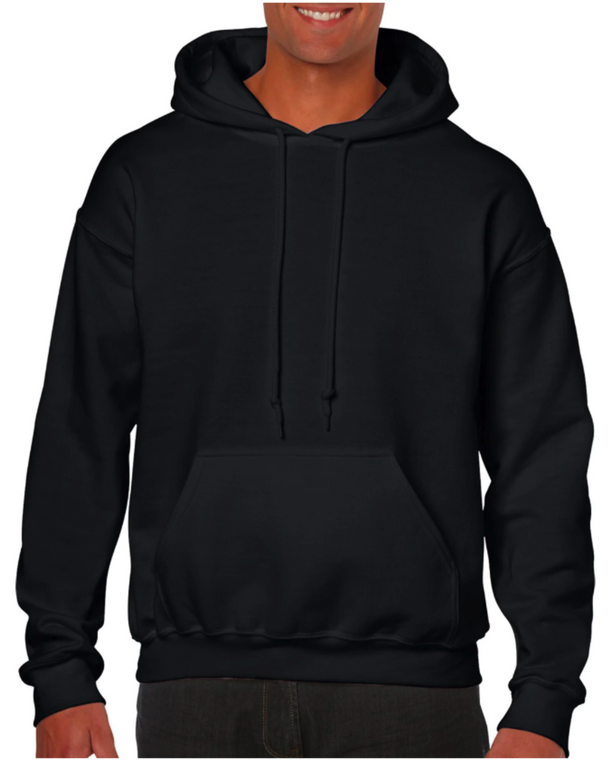 Black Hoodie Heavy Blend Adult Hooded Sweatshirt (S-M-L-XL) pocket in the front (printing area front and back)