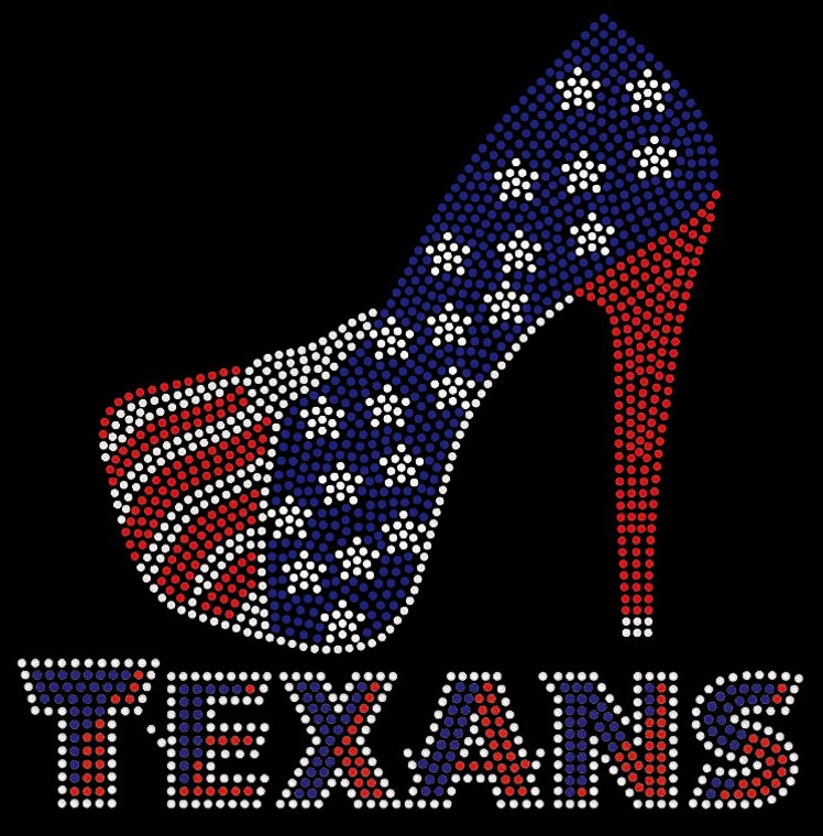 Texans Heel Stiletto Rhinestone Transfer Iron on