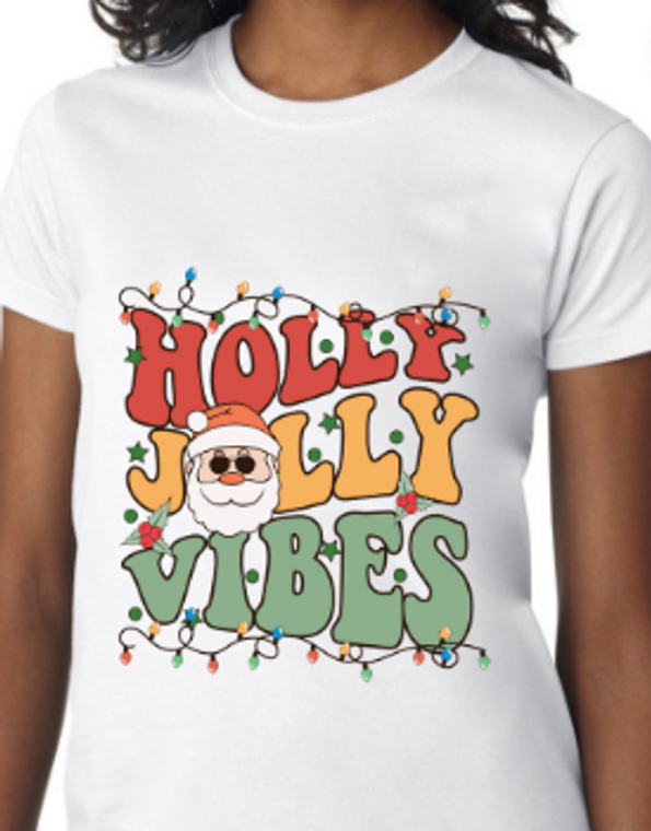 Holly Jolly Vibes With Colourful lights- DTF transfer