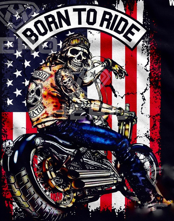 (6 Qty) BORN TO RIDE USA SKULL RIDER - DTF transfer