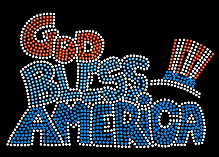 God bless America Rhinestone Transfer Iron on