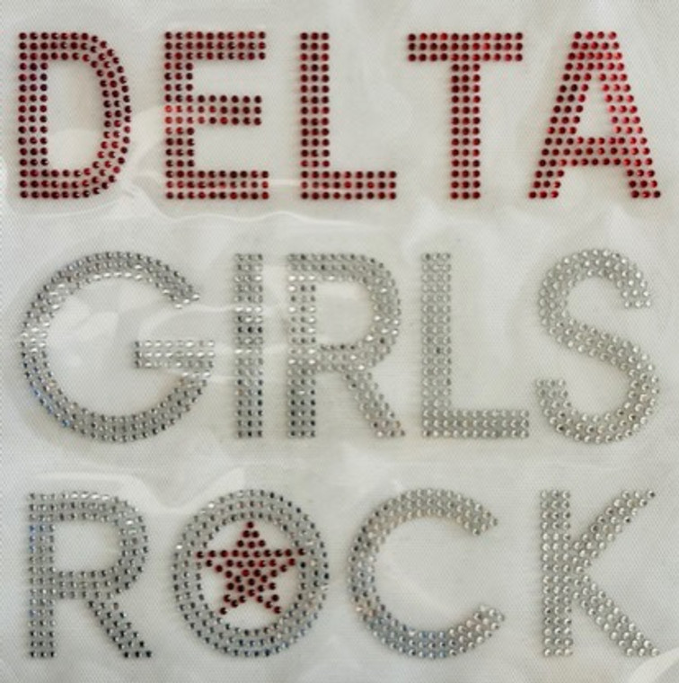 Delta Girl Rock Red (Text BOLD ) Afro Rhinestone Transfer