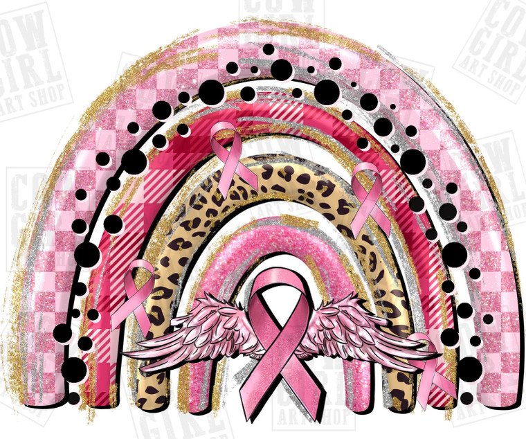 (6 Qty) Cancer Rainbow Awareness Ribbon - custom DTF transfer