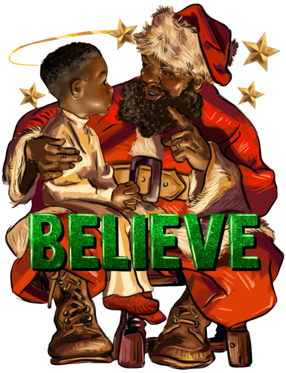 Santa Believe with boy - custom DTF transfer 