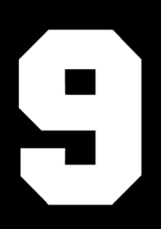 Sports number 9 (Size: 2"(h) x 9.15"(w) - White DTF transfer 
