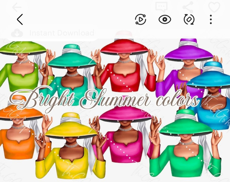(20 qty) (Bright summer color) Doll Lady with Hat size 4" (Mug design) - custom UV Decal Sticker