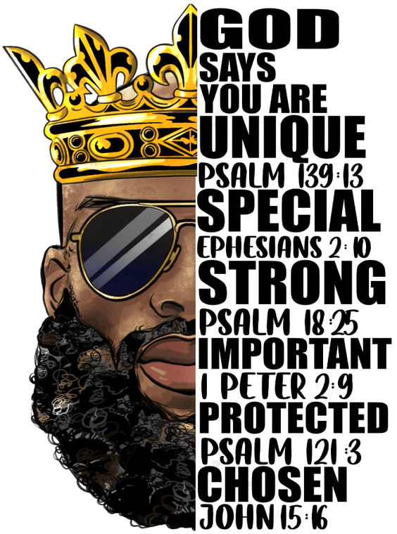 (10 Qty) (4" size) Black man, God says You are Unique- custom UV DECAL Sticker