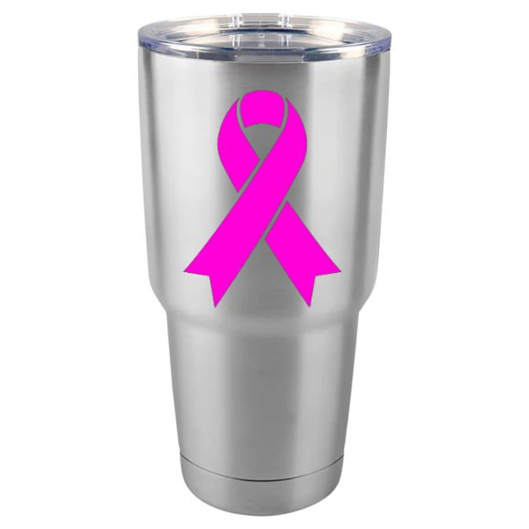 Awareness Hot Pink Ribbon Tumbler 20/30 OZ, double wall Travel Mug, (Stainless Steel)