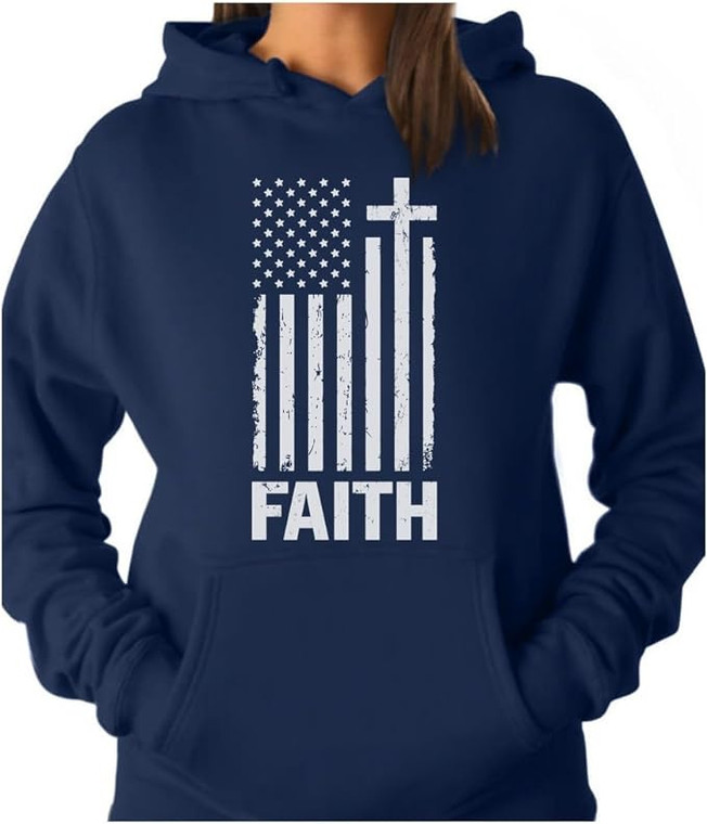 Faith American Flag Sweater  4th of July Patriotic Sweatshirt Hoodie For Unisex