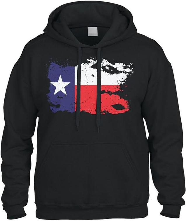 Cybertela Distressed Faded Texas Lone Star Flag  Hoody Sweatshirt Hoodie Black