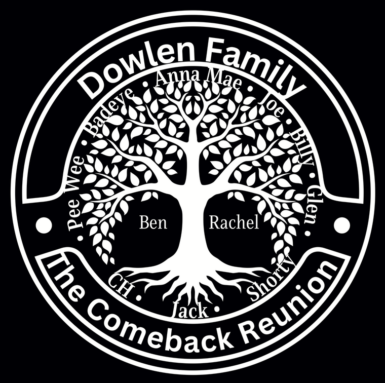 (2 qty) Dowlen Family Tree Come Back Reunion Circle - custom DTF transfer