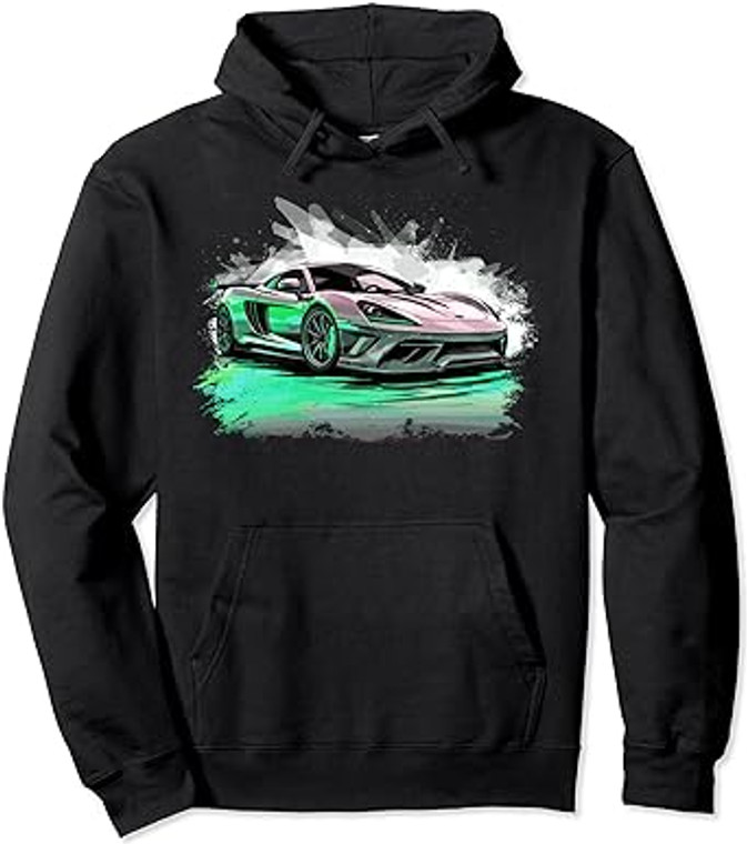 Supercar Sports Car Exotic Concept Art Hypercar Boys Graphic Pullover Hoodie Black