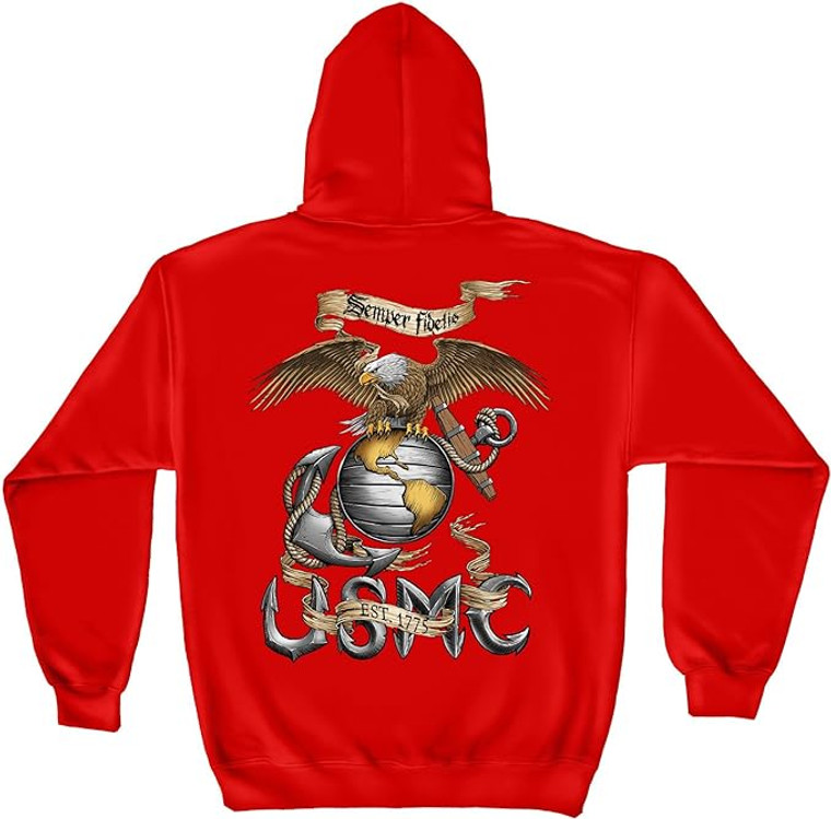 Marine Corps Hooded Sweat Shirt Eagle Red Hooded Sweatshirt