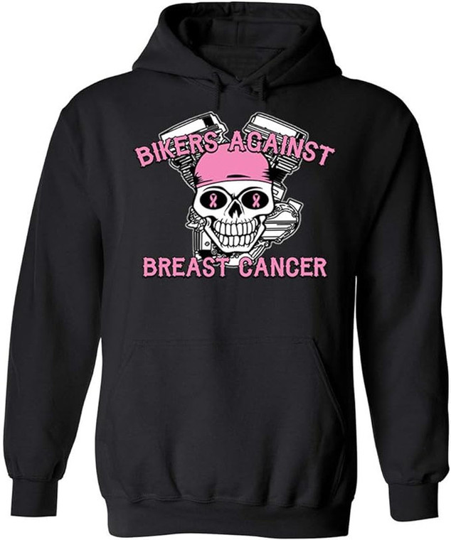 CAMALEN Breast Cancer Awareness Bikers Against Breast Cancer Unisex Hoodie Black Sweatshirt