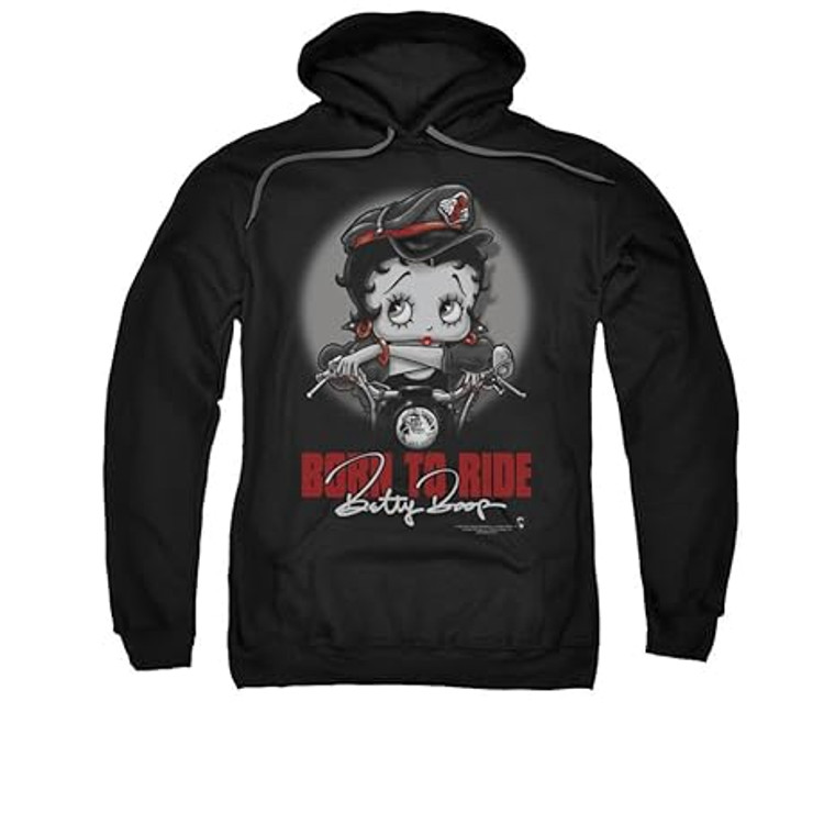 Cartoon Born to Ride Betty Biker Babe Adult Pullover Hoodie Sweatshirt