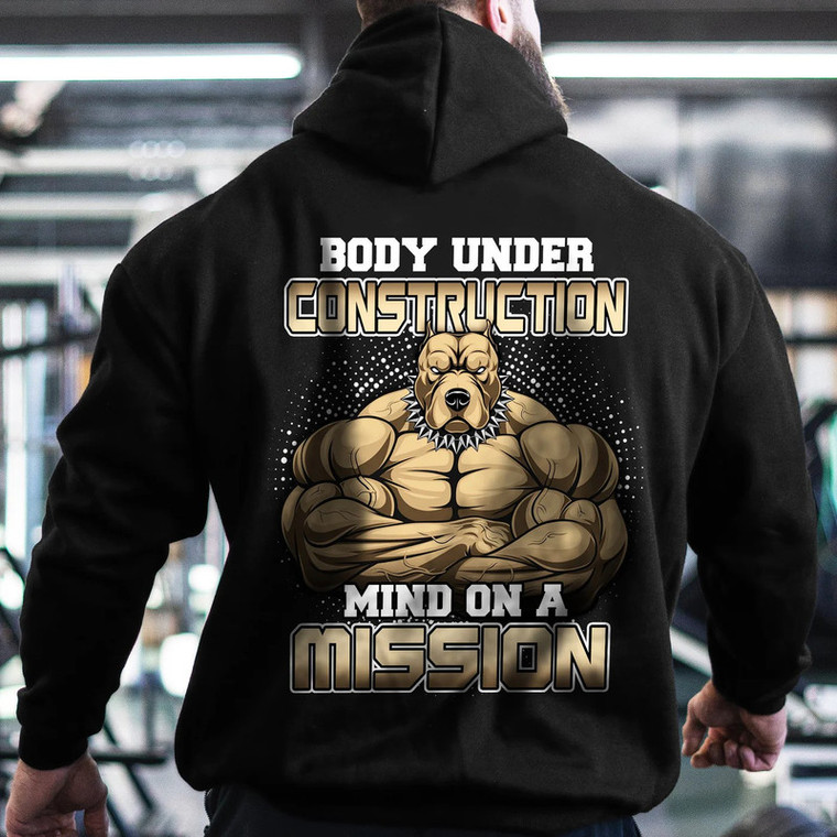 Body under Construction Mind On a Mission Black Hooded Sweatshirt