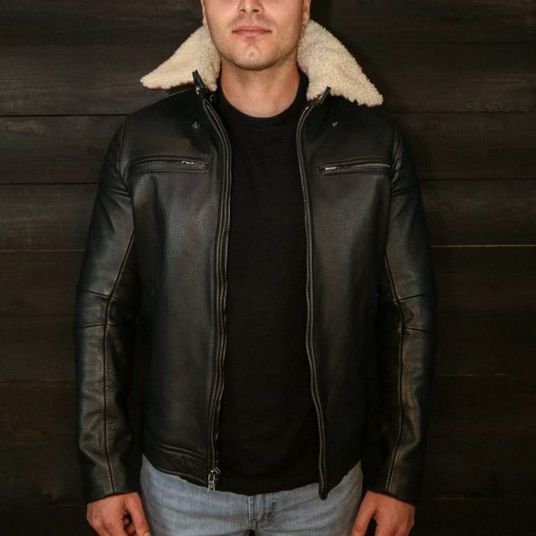 Mens Pilot Racer Jacket With Detachable Collar