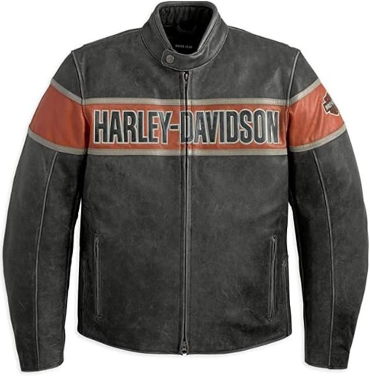 MenS Victory Lane Cracker Leather Jacket