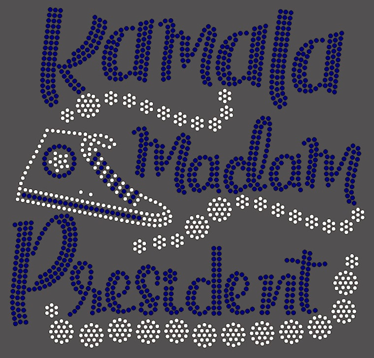 Kamala Madam President with shoe - custom Rhinestone Transfer