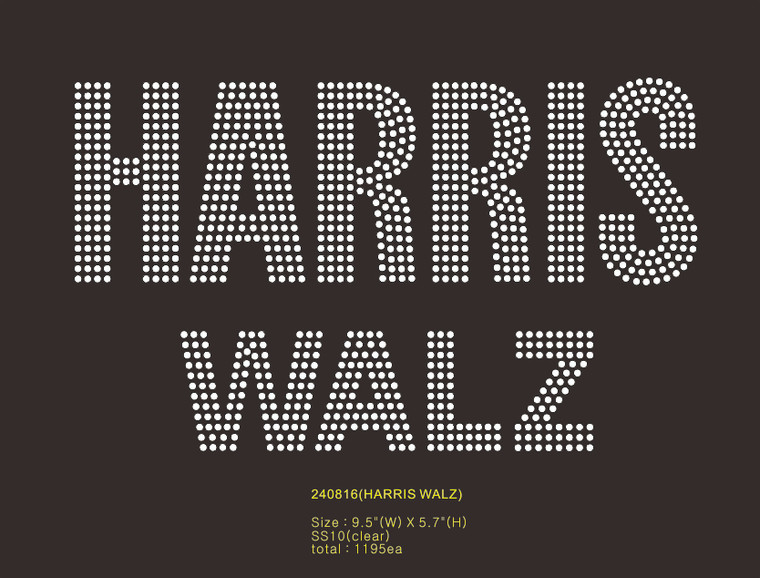 (2 qty) HARRIS WALZ - custom Rhinestone Transfer