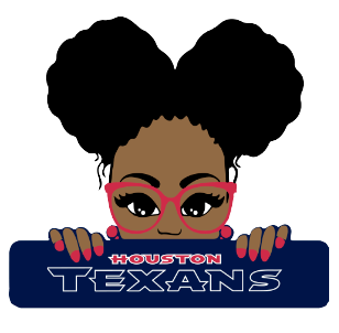 (2 Qty) Houston TEXANS Puff Girl with glasses - custom Football sports DTF transfer